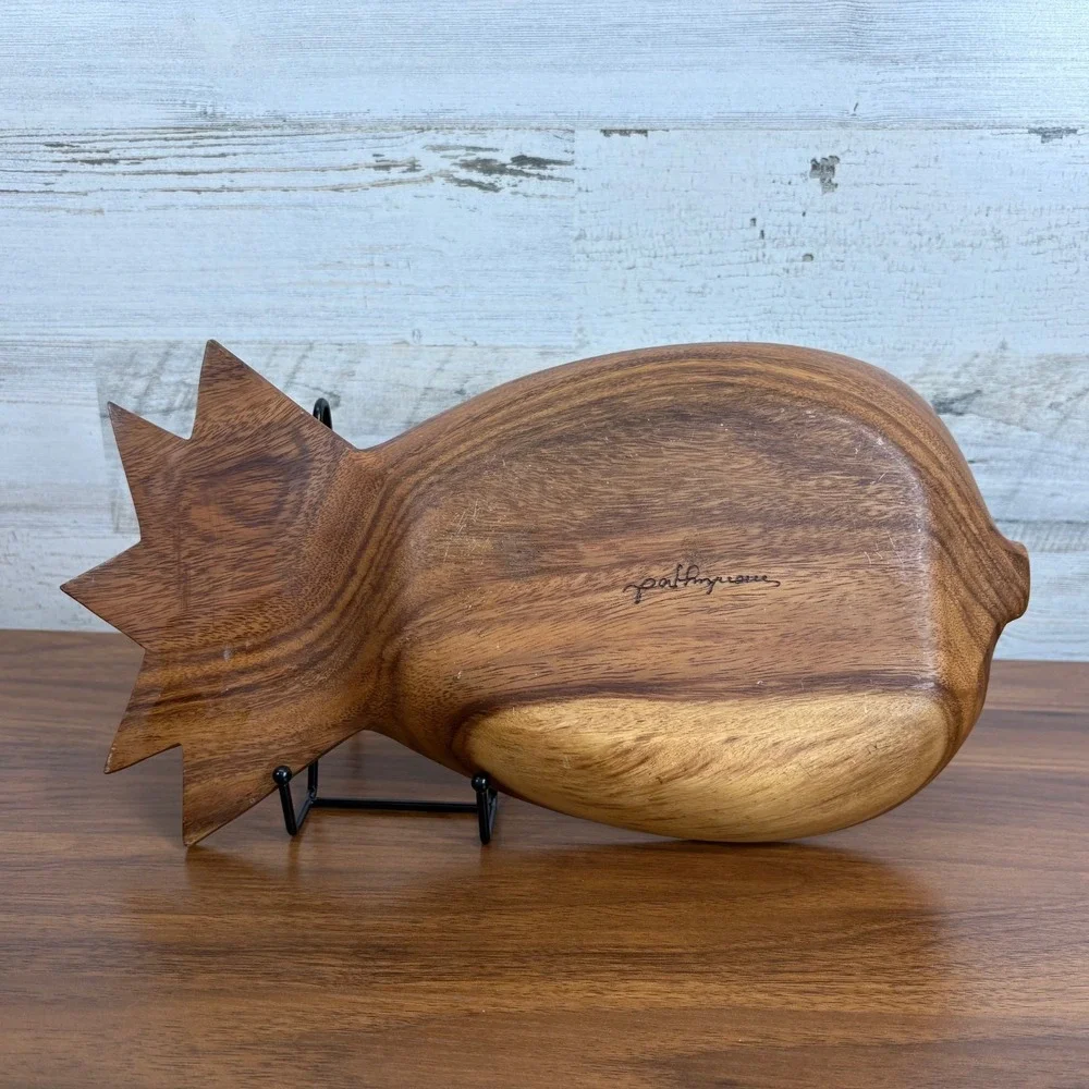 Vintage Waikiki Woods‎ Hawaii Monkey Pod Pineapple Shape Wooden Bowl 14